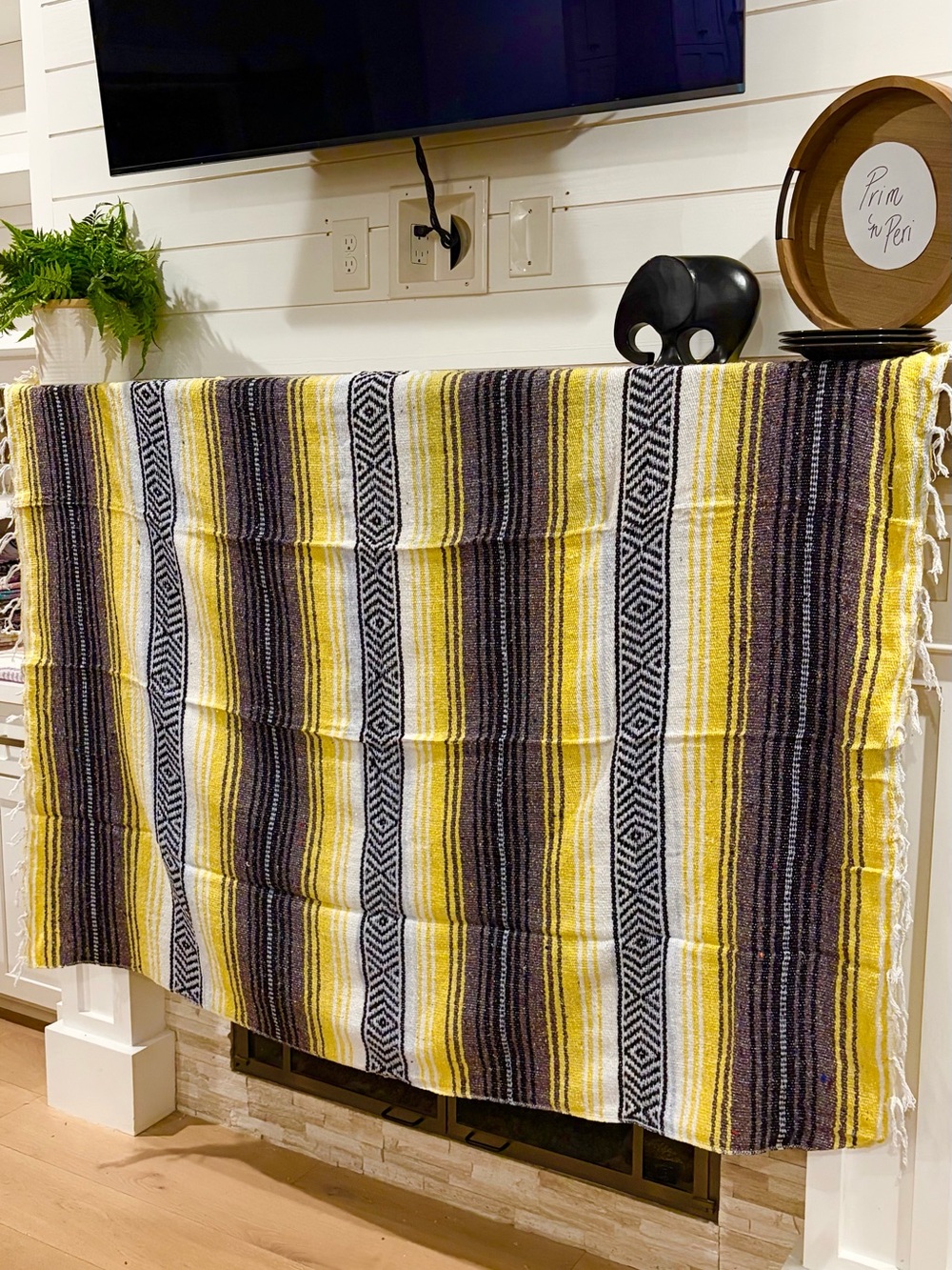 Mexican Falsa Blanket – Woven Striped Serape Throw with Fringe